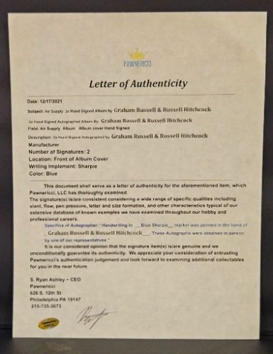 Legendary Music Autographs & Memorabilia Auction